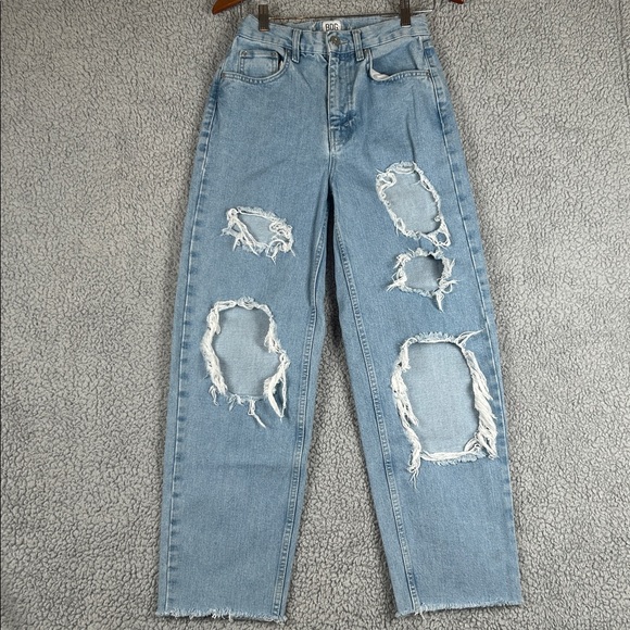 BDG High Rise Baggy Distressed Light Wash Jeans Women’s,Size 26 - Picture 2 of 16